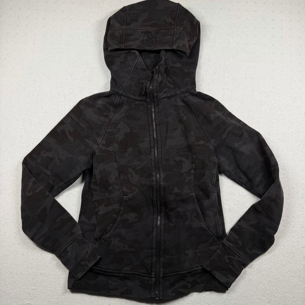 Lululemon Scuba Hoodie Light Cotton Fleece Size 6 Incognito Camo Multi Grey